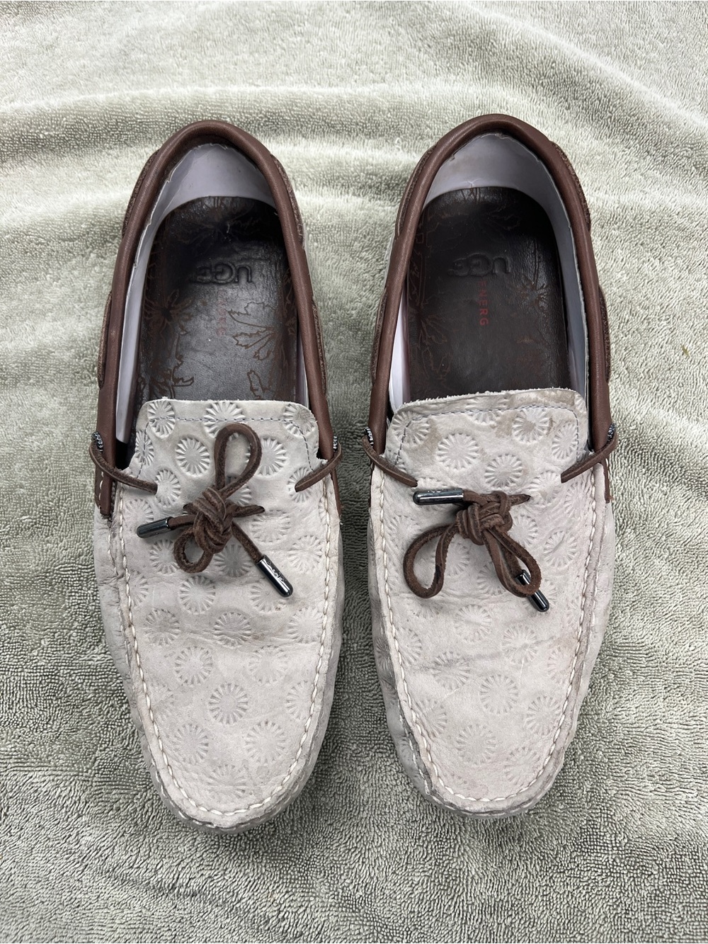 Men's Casual Suede Moccasin Loafers in Light Beige and Brown UGG